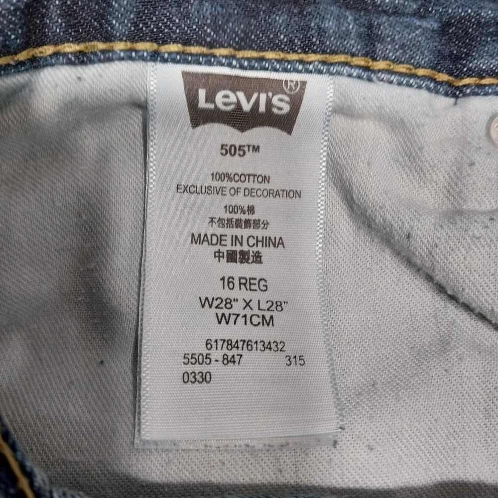 Levi's Boys Jeans 505 Regular Straight Leg 16 REG W28 Blue Denim
